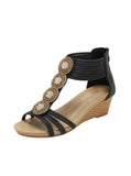 RETRO BEADED WEDGE ROMAN SANDALS