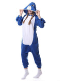 WOMEN FLANNEL BLUE SHARK ONESIE PAJAMA ANIMAL