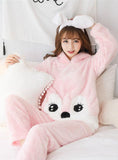 WOMEN PINK BIG EYE PAJAMAS VELVET SUIT