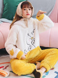 YELLOW RUSH DUCK THICKENED WARM CUTE CARTOON FLANNEL