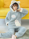 PINK CAT CUTE CORAL FLEECE THICKENED HOODED CARTOON CLOTHES