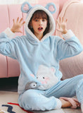 BLUE PENGUIN POLAR BEAR PAJAMAS FEMALE CORAL FLEECE THICK