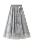 3D EMBROIDERED DRAGONFLIES DOTTED GAUZE SKIRT