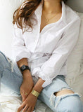 ONE POCKET WOMEN WHITE SHIRT FEMALE BLOUSE TOPS