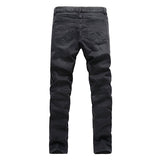 Stone Washed Elastic Slim Denim Jeans For Men Casual Multi-zippers
