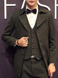 Formal Men's Long Pattern Suit with Solid Color