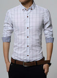 Slim Fit Men Long Sleeve Shirt Men Plaid Cotton Casual Men Shirt
