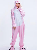WOMEN POWDER PIG CARTOON ANIMAL CONJOINED PAJAMAS