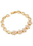 Micro Pave AAA Zircon Snowflake, Golden,  Gold Plated Bracelet
