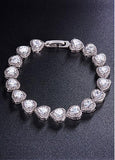 Cheap Micro Pave AAA Zirconia Heart, Platinum Alloy Bracelet
