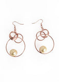 Fashion Stunning Vintage Style Pearl Earrings Adorned With Brass Circles