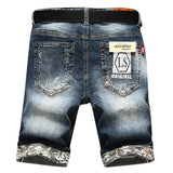 Washed Denim Holes Jeans Shorts Fashion Summer Thin Stone 