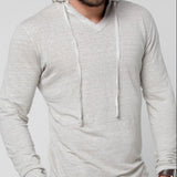 Hooded Solid Color Basic Casual Drawstring Long Sleeve Slim Fit T-Shirt