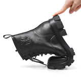 COWHIDE ROUND HEAD FLAT-BOTTOMED WOOL BOOT