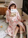 PINK STRAWBERRY SWEET AND LOVELY FLANNEL HOME CLOTHES