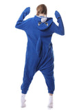 WOMEN FLANNEL BLUE SHARK ONESIE PAJAMA ANIMAL