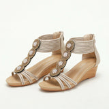 RETRO BEADED WEDGE ROMAN SANDALS