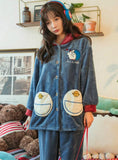 LOVELY CAT HOODED CORAL VELVET CARTOON DORAEMON