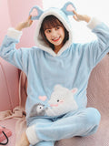 BLUE PENGUIN POLAR BEAR PAJAMAS FEMALE CORAL FLEECE THICK