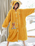 YELLOW CARROT RABBIT CORAL FLEECE PAJAMAS EXTENDED BATHROBE