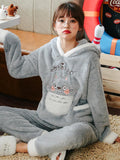 GRAY TOTORO CUTE CARTOON CHINCHILLA THICKENED FLANNEL