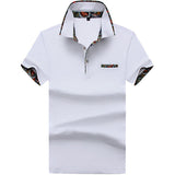 Short Sleeved Cotton Polo Shirts Floral Lined Decoration Turn down Collar