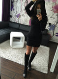 Long Sleeve Autumn and Winter Warm Dresses Party Club Solid