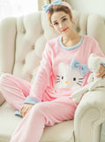 BLUE COLOR CAT HEADBAND PYJAMAS SETS THICK SUIT