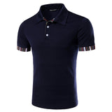 Short Sleeve Slim Fit Spring Summer Tops Casual Stitching Polo Shirt