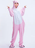 WOMEN POWDER PIG CARTOON ANIMAL CONJOINED PAJAMAS