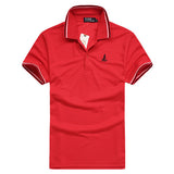 Turn down Collar Short Sleeved Polo Shirts Summer Quick Dry Striped