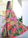 Deep V Backless Bohemian Floral Dress