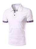 Cheap Polo Collar Stylish Contrast Trim T-Shirt