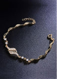 Cheap Micro Pave AAA Zirconia Leaf,  Gold Plated Alloy Bracelet