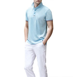 Short Sleeve Casual Polo Shirt Mens Fashion Solid Color Lapel
