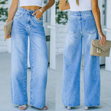 Pocket Casual Loose Denim Trousers