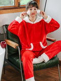 RED LITTLE ELK HICKEN CORAL FLEECE WINTER AND CHRISTMAS
