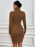 SEXY OPENWORK SLIM LONG SLEEVE DRESS