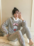 WOMEN PAJAMAS CORAL VELVET SET SMALL BALLS