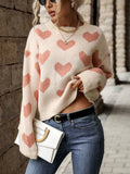 JACQUARD KNITTED LONG SLEEVE PINK SWEATER