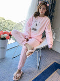 POLAR BEAR PINK VELVET LONG SLEEVE PAJAMAS SET