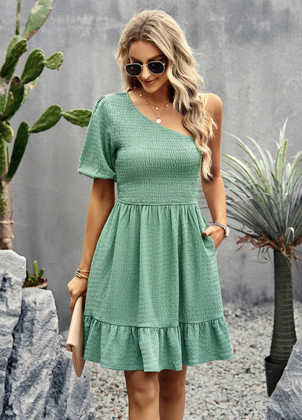 Solid Color Short Sleeve Dress main image 0