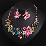 Cheap Faux Crystal Flower Necklace and Earrings