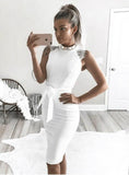 White Knee-Length Bodycon Slim Elegant Club Casual Dress
