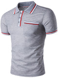 Cheap Polo Collar Men Striped Trim T-Shirt