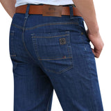 Fit Loose Straight Legs Jeans for Men Casual Business Fashion Elastic Slim