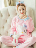BLUE COLOR CAT HEADBAND PYJAMAS SETS THICK SUIT