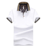 Short Sleeve Spring Summer Casual Tops Mens Stylish Polo Shirt Printed Collar