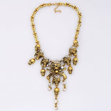 Cheap Vintage Rhinestone Skull Bone Necklace