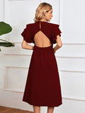 SEXY V-NECK BACKLESS MID-LENGTH DRESS